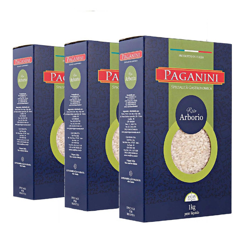 Arroz Arbório Paganini 1 Kg 3 Unidades