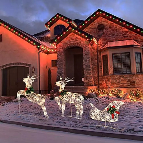Coche De Trineo Elk Luz Patio Decoración Navideña Led Luces