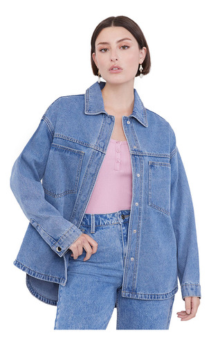 Chaqueta Mujer Denim Oversize Azul Medio Corona