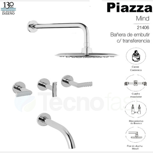 Grifería Ducha Embutir Piazza Mind 21406 Con Transferencia