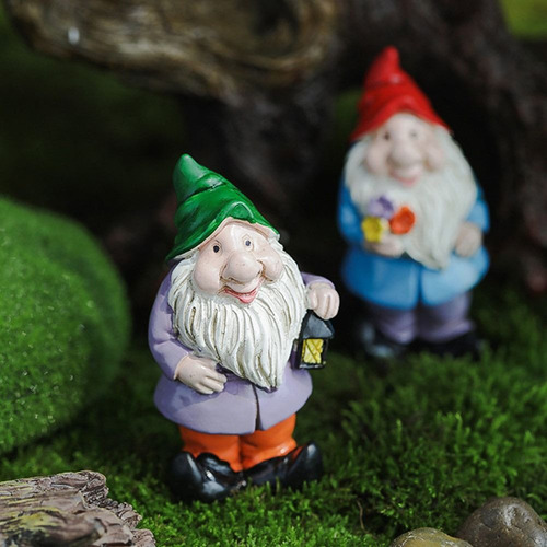 2 Minifiguras De Gnomos Multicolores