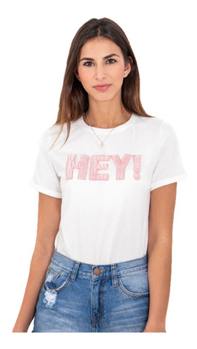 Camiseta Flashy Estampada Hey Mujer