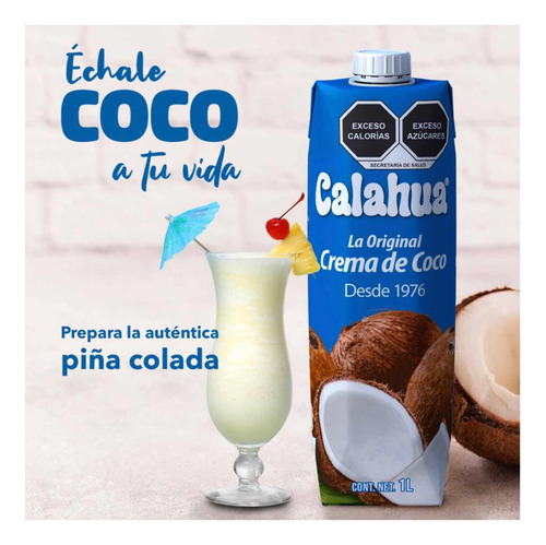 Crema De Coco Calahua Caja Con 6 Pz De 1 Lt C/u Envío Gratis