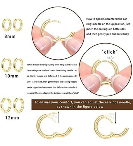 8 Pares De Aretes De Aro Dorados De Acero Inoxidable, Conjun