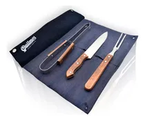 Comprar Set Asado X3 Pinza Tenedor Cuchillo Kit Quilmes Regalo Funda