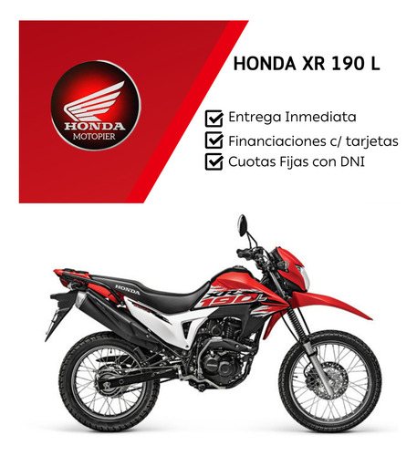 Honda Xr 190 L 0km Fi Xr Tornado Xre Wave Financia Motopier