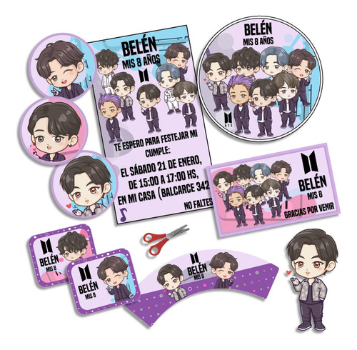 Kit Imprimible Bts Personalizado Cumpleaños Candybar