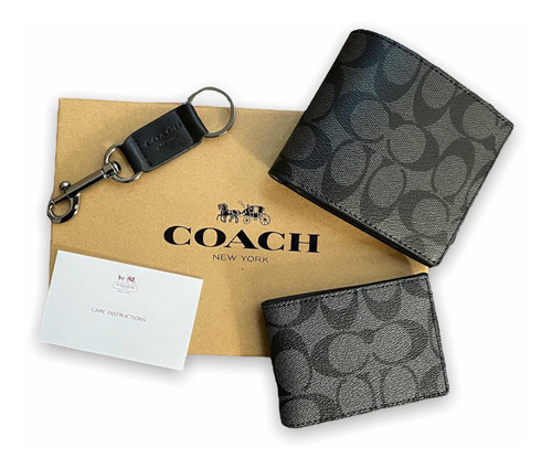 Cartera Coach Con Monograma, Tarjetero Y Llavero Originales