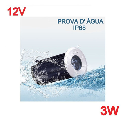 Luminária Piscina Submersa Piso Led 3w Ip68 12v Quente 3000k