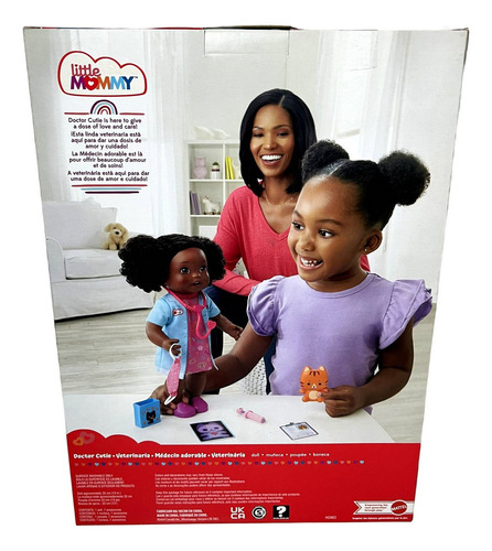 Boneca Bebê Menina Baby Little Mommy Morena Negra Com Cabelo - Quando Eu Crescer Quero Ser Médica Veterinária - Com Acessórios Da Profissão - Mattel Brinquedos