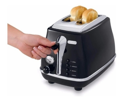 Imagen 2 de 6 de Tostadora Delonghi Icona Negra Cto2003bk Para 2 Panes Digya