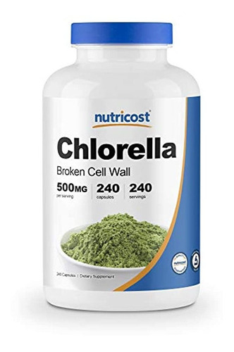 Nutricost Cápsulas De Clorella 500 Mg, 240 Cápsulas, 1 Botel