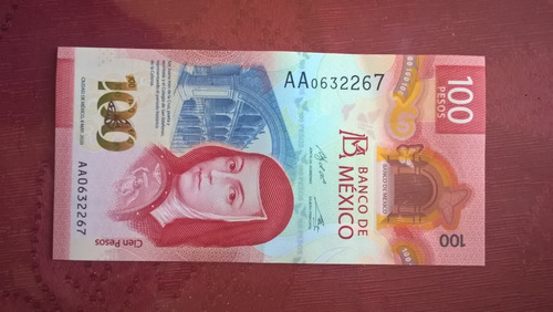 Billete Nuevo De 100 Pesos Serie Aa Sin Doblar 