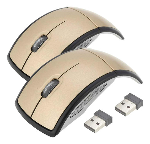 Mouse Portátil Color Oro, Mxcgl-002, 2 Pzas. Inalámbrico Ple