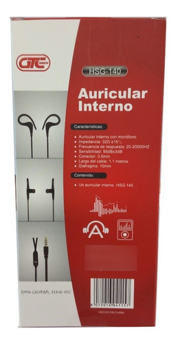 Imagen 3 de 6 de Auricular Interno Con Micrófono Gtc Hsg-140