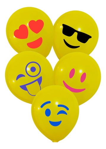 50 Globos De Latex Caritas Emoticon Tamaño 9 Amarillos Amarillo Caritas