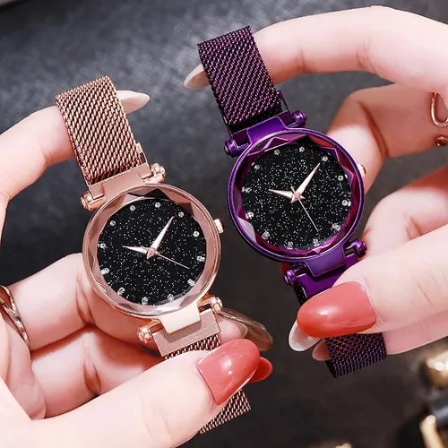 Reloj Mayoreo Iman Mujer Malla Metal Moda Dama Magneto