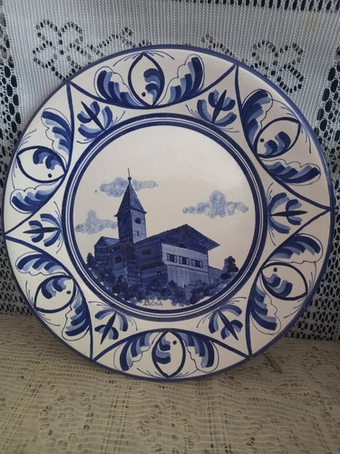 Muy Bonito Plato Antiguo De Decoración Loza Suiza