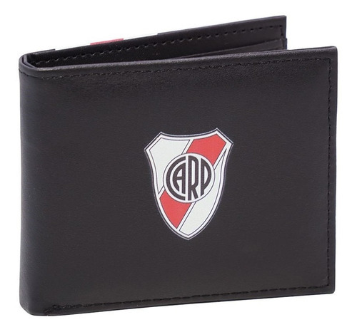 Billetera River Plate Oficial Cuero Ecologico Color Negro