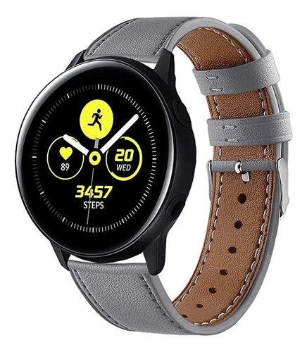 Malla De Cuero Para  Galaxy Watch 3 41mm/active2 44mm Gris