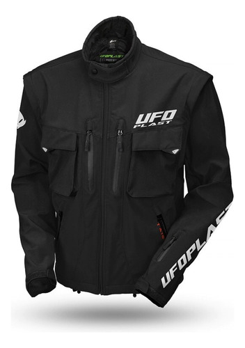 Campera Enduro Ufo Taiga C/ Protecciones Chaleco Desmontable Negro Liso L