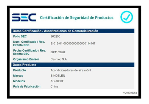 Imagen 5 de 5 de Aire Acondicionado Portatil Power Air / Ac-7000f