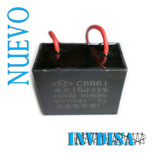 Capacitor De Arranque Cbb61 16uf 450vac - N U E V O