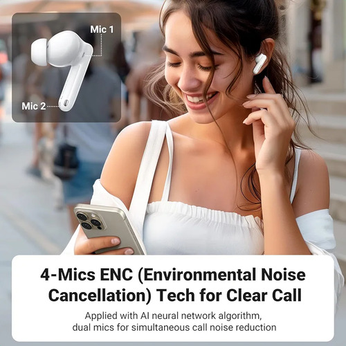 Audífonos Inalámbricos Hitune T3 Pro Ugreen Con Cancelación Blanco (Usado)