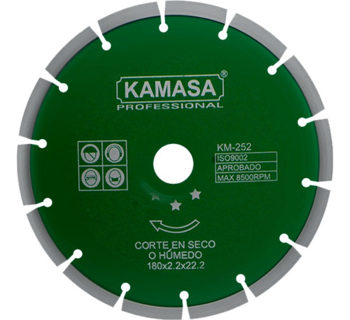 Disco Kamasa Corte Hormigón, Ladrillos, Teja, Etc 180mm 
