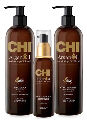 Kit De Óleo De Argan Chi Com Shampoo, Condicionador E Sem