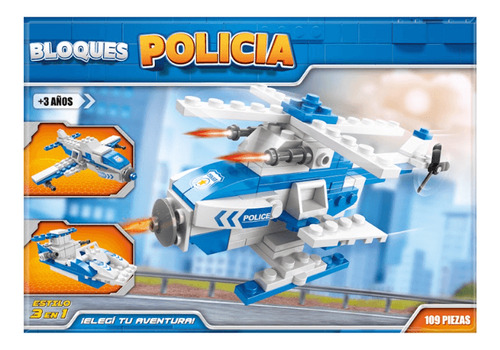 Bloques Helicóptero De Policía 109 Piezas.