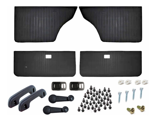 Kit Tapas Puerta Vw Caribe 2 Ptas Negras Con Coderas Grapas