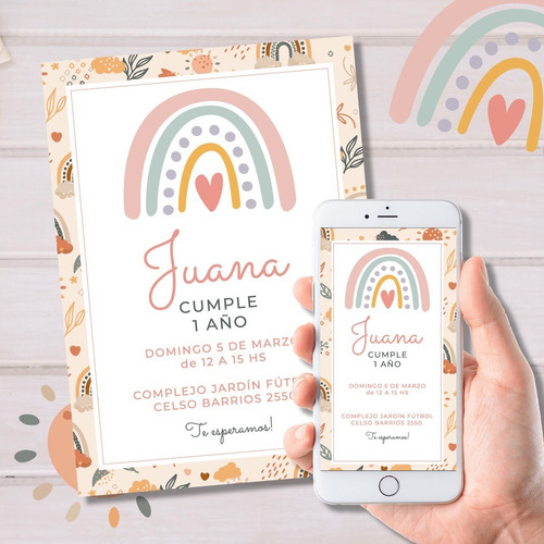 Kit Imprimible Arco Iris Nórdico Candy Bolsita Invitación