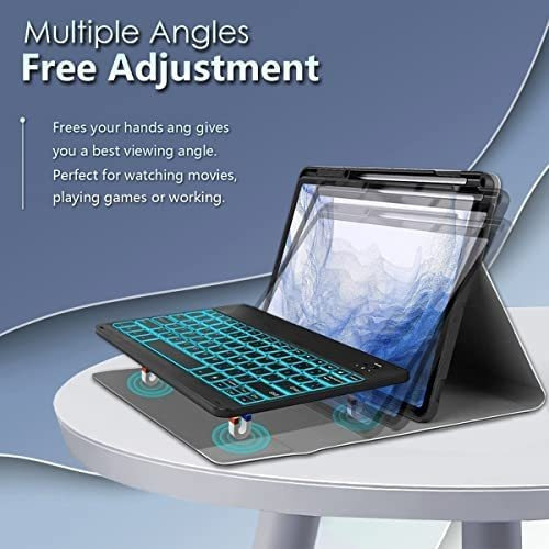 Funda Con Teclado Wineecy For Galaxy Tab S8 Plus, Color Neg