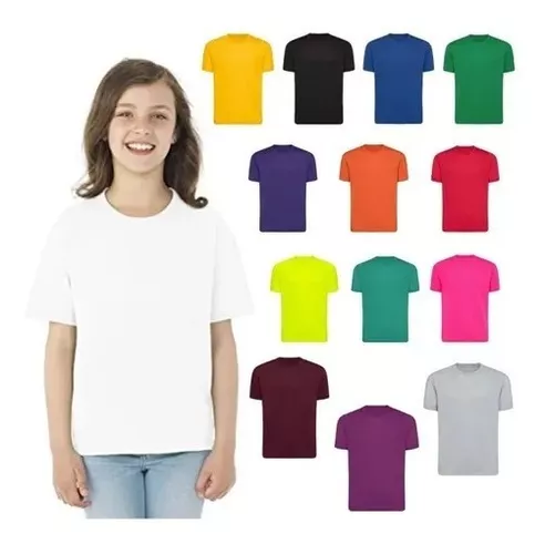 Camisetas Niños En Color Algodón 180 Cuello Redondo Nacional