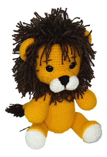 Peluche De Leoncito Tejido A Crochet De 20cm, Artesanal