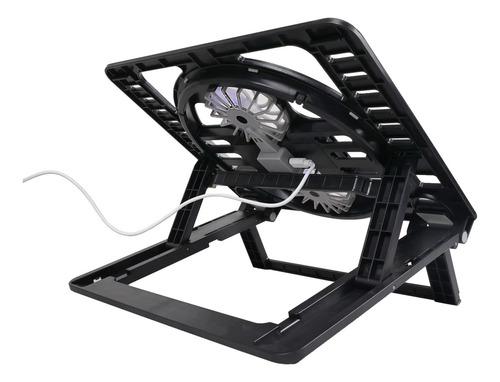 Suporte De Notebook Tablet Celular Até 17 Com Cooler E Refrigeração Dupla Silencioso Com Ajustes De Pressão Antiderrapante Emborrachado 6 Niveis De Inclinação Suporta 50kg Porta Usb Rishon