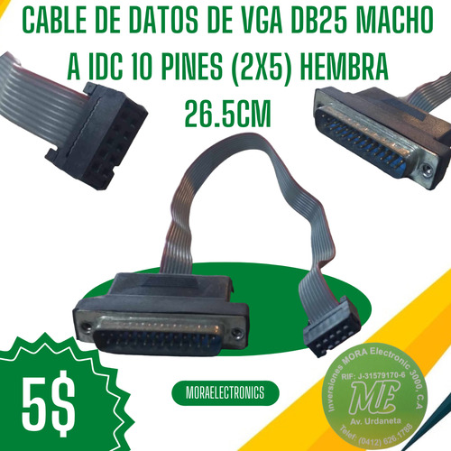 Cable De Datos De Vga Db25 Macho A Idc 10 Pines(2x5) Hembra 