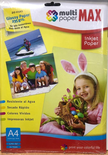Imagen 1 de 3 de Papel Fotográfico Sec Rapido A4 235gr 20 Hojas Para Inkjet