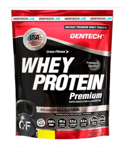 Whey Protein Premium 500 Grs Gentech Con Bcaa + Glutamina