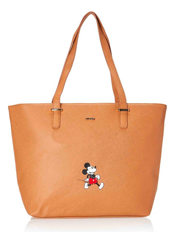 Bolsa Feminina Mickey Sintética Caramelo Luxcel Acambamento dos ferragens Outro Cor da correia de ombro Cáqui Desenho do tecido Liso