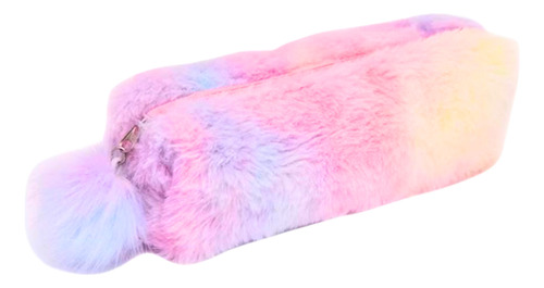 Estojo Escolar Pelúcia Fofo Com Pompom Cores Pastéis