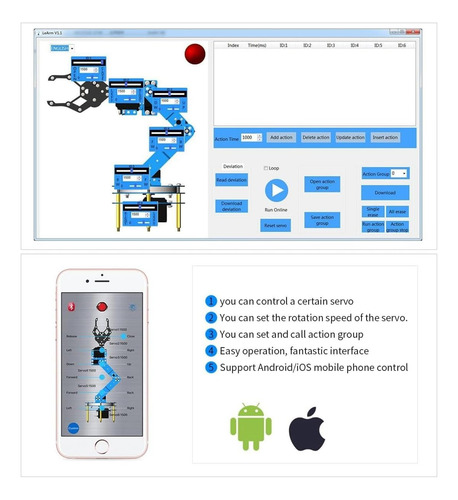 Brazo Robotico Arduino Proyectos Escolares Pc Software App