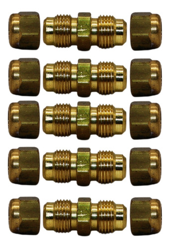 Kit 5 União Regular 3/8 Sae 10 Porca De - 3/8 Sae