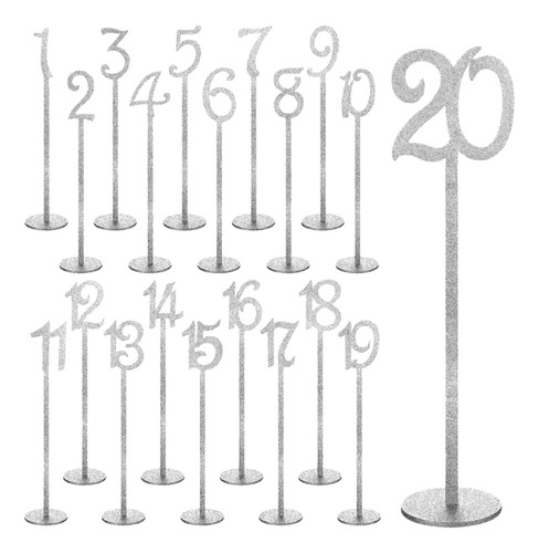 Números De Mesa, Soportes Para Tarjetas, 20 Piezas De Plata