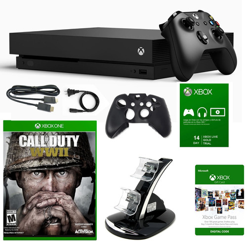 Consola Xbox One X 1tb Con Videojuego Cod Wwii Y Accesorios