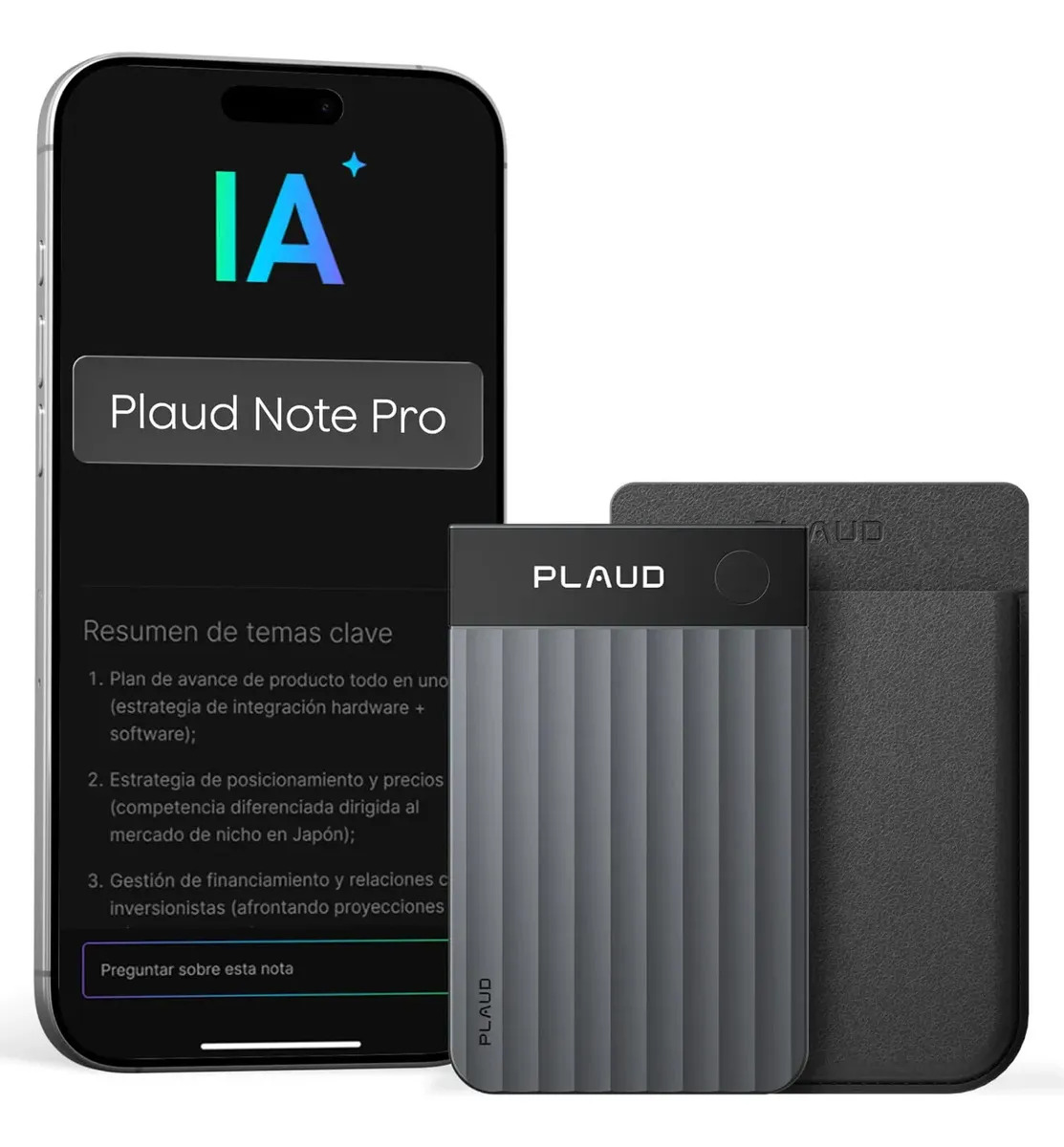 Grabadora De Voz Plaud Note Pro Con Ai Transcribe Y Resume Negro