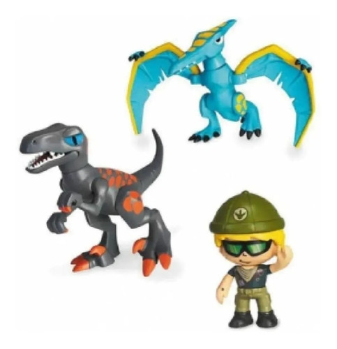 Pinypon Action Pack X 2 Dinosaurios + Figura Coleccion Dino