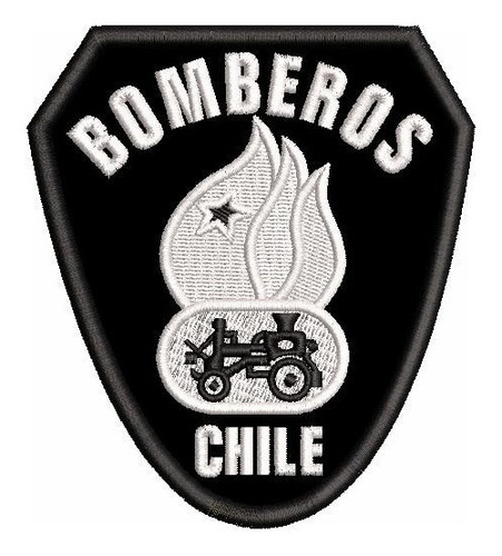 Parche Bomberos De Chile Blanco Y Negro, Bordado Calidad