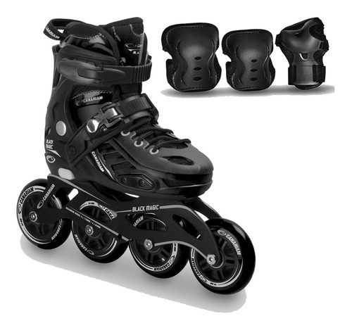 Combo Canariam, Patines Black Magic + Kit De Proteccion